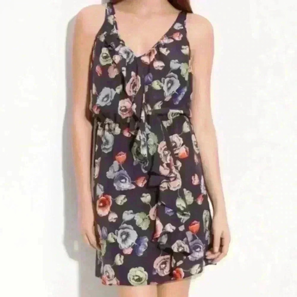 Rebecca Taylor Dresses & Skirts - Rebecca Taylor Silk Poppy Floral Sleeveless Mini Dress Sz 2 Pockets Beach Resort